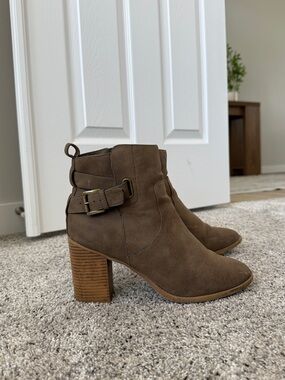 Charlotte Russe Taupe Ankle Booties with Buckle